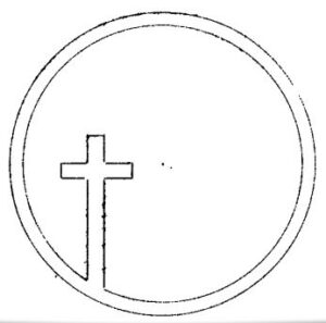 a sketch of a circle with an off-center cross in the lower left quadrant