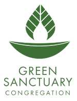 Stylized logo of a chalice with a leaf as its flame, with the words "Green Sanctuary" beneath it.