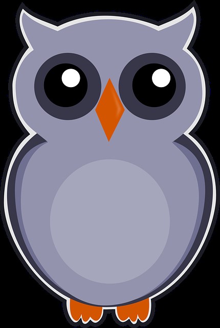 A stylized drawing of an owl